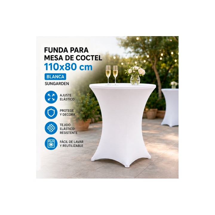 FUNDA PARA MESA DE COCTEL 110X80 BLANCA SUNGARDEN