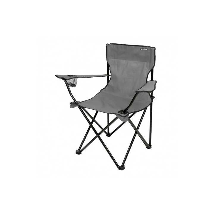 SILLA PLEGABLE DE CAMPING CON POSAVASOS GRIS SUNGARDEN