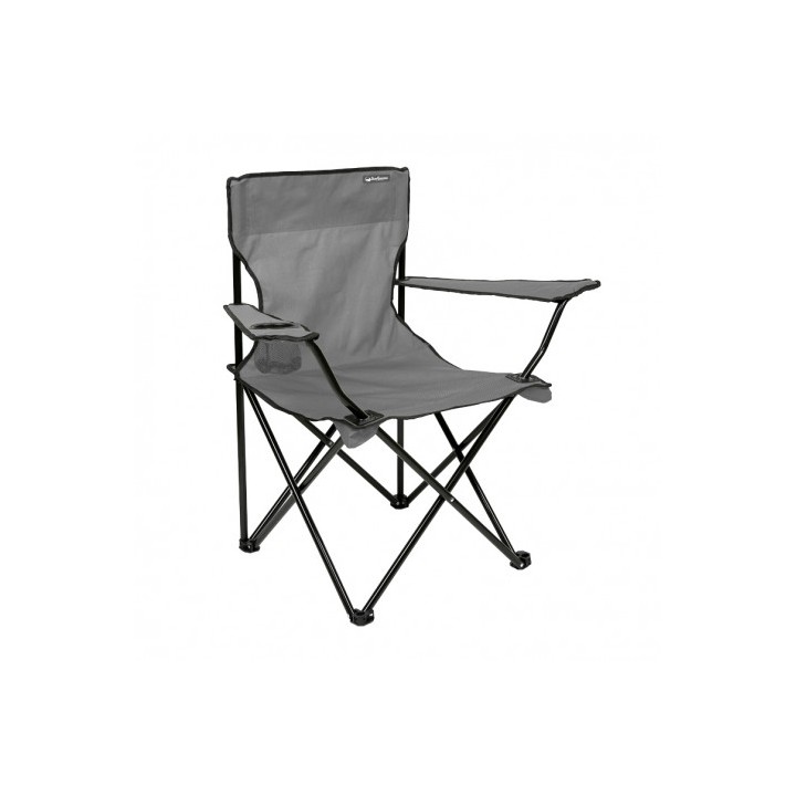 SILLA PLEGABLE DE CAMPING CON POSAVASOS GRIS SUNGARDEN
