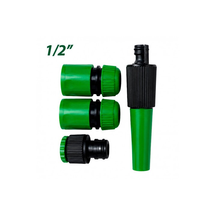 SET 4PCS BOQUILLA DE RIEGO + ADAPTADORES PARA MANGUERA 1/2" SUNGARDEN