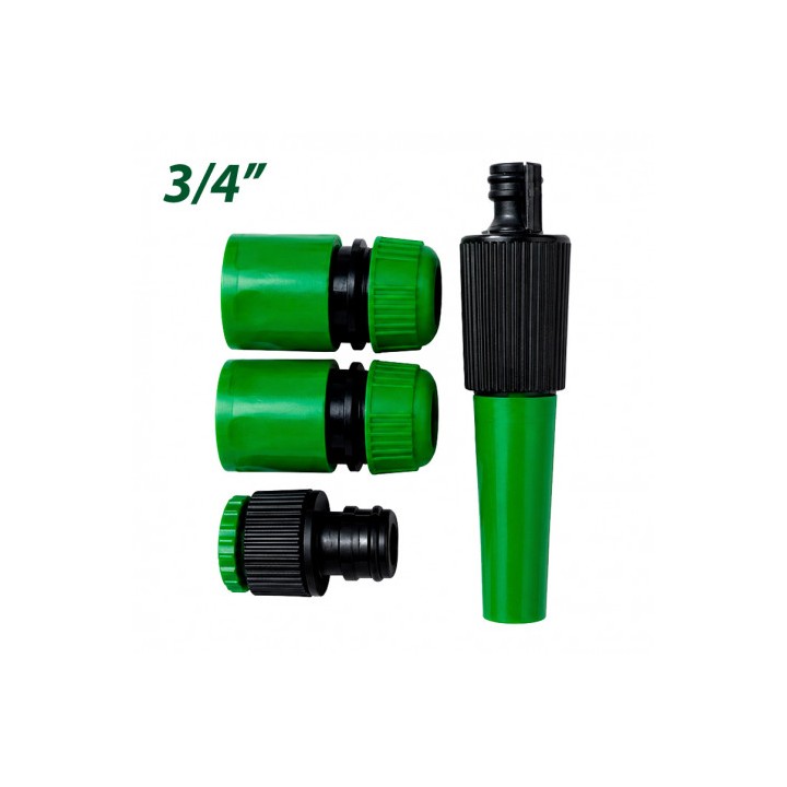SET 4PCS BOQUILLA DE RIEGO + ADAPTADORES PARA MANGUERA 3/4" SUNGARDEN