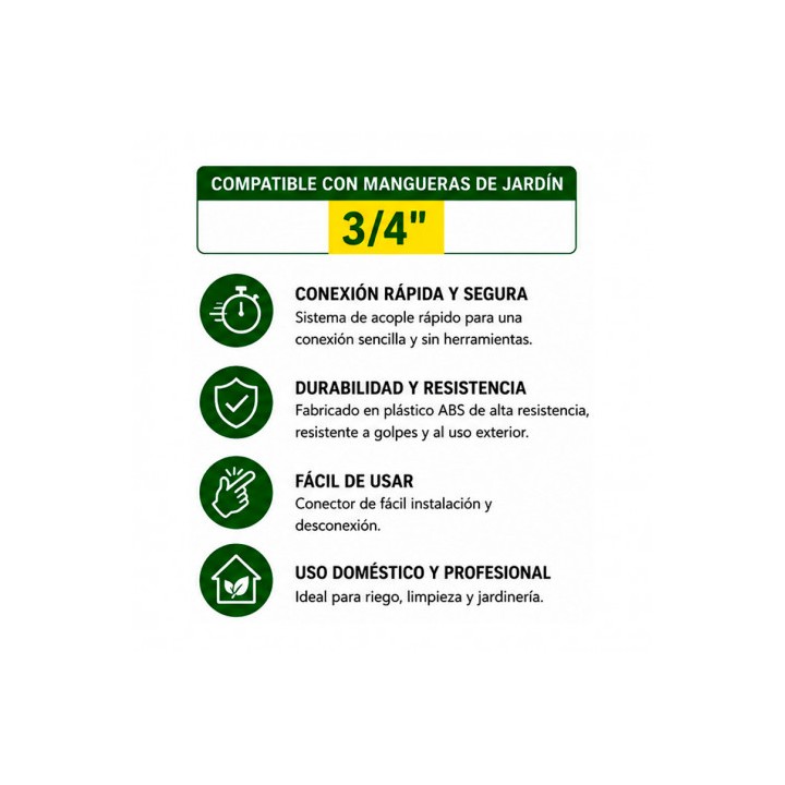 CONECTOR RAPIDO PARA MANGUERA 3/4" SUNGARDEN
