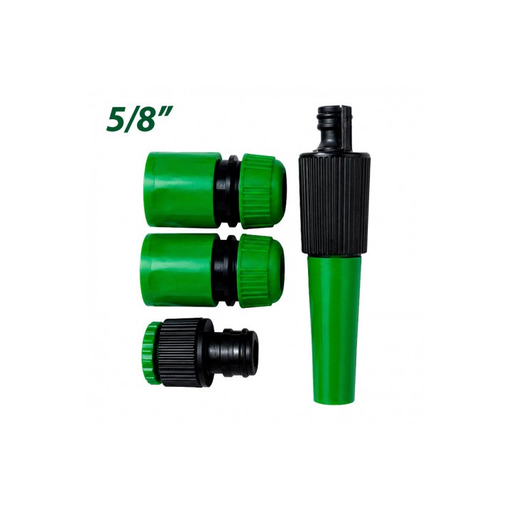 SET 4PCS BOQUILLA DE RIEGO + ADAPTADORES PARA MANGUERA 5/8" SUNGARDEN