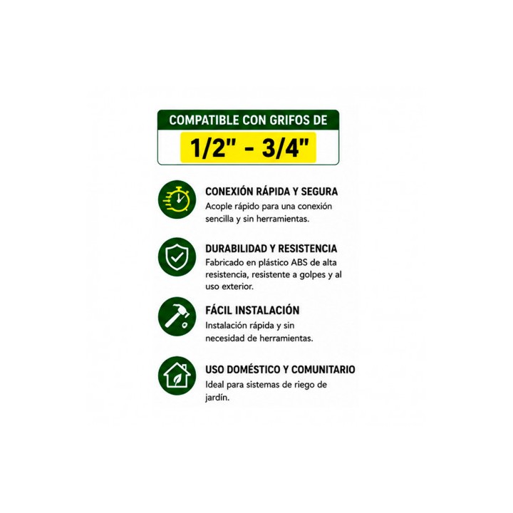 ADAPTADOR DE GRIFO 1/2" - 3/4" PARA RIEGO SUNGARDEN