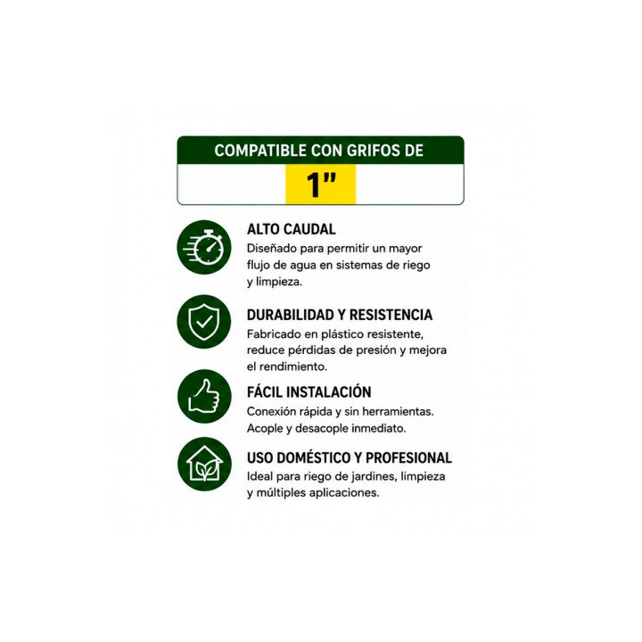 CONECTOR RAPIDO ALTO CAUDAL PARA MANGUERA 1" SUNGARDEN