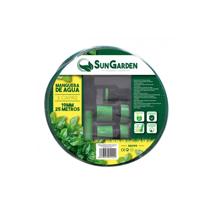 MANGUERA AGUA 5 CAPAS 19MM 25METROS SUNGARDEN