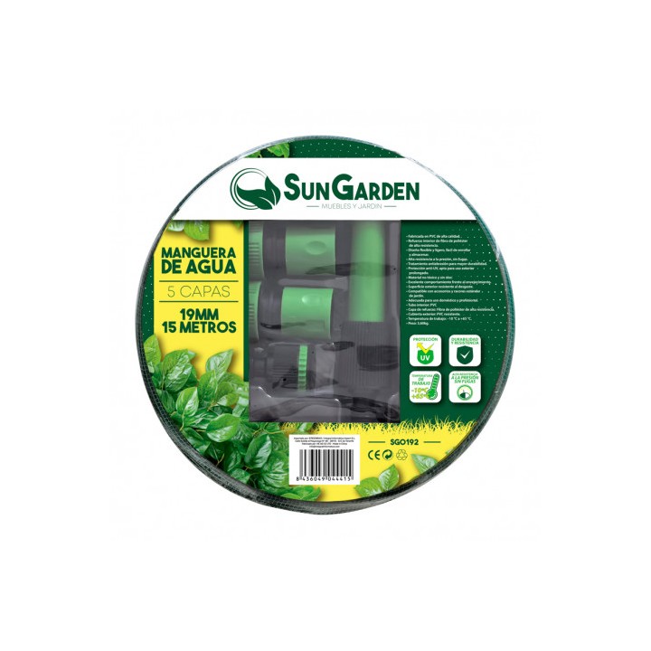 MANGUERA AGUA 5 CAPAS 19MM 15METROS SUNGARDEN