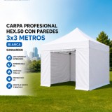 CARPA PROFESIONAL HEX.50 CON PAREDES 3X3 METROS BLANCA SUNGARDEN