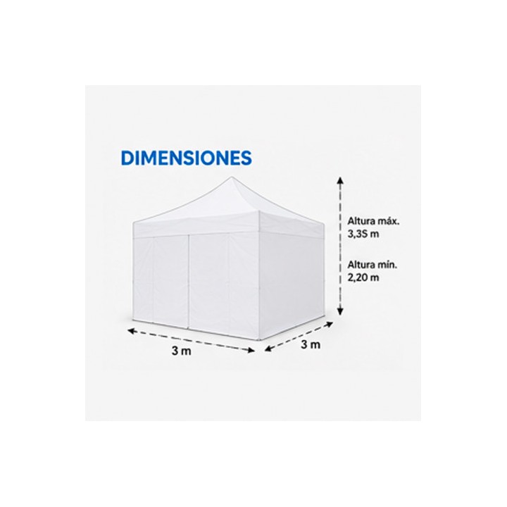 CARPA PROFESIONAL HEX.50 CON PAREDES 3X3 METROS BLANCA SUNGARDEN
