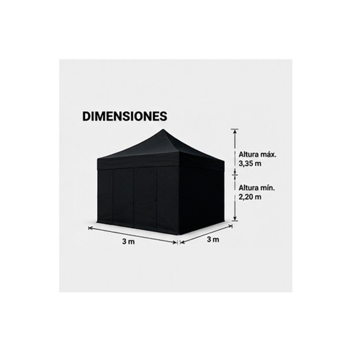 CARPA PROFESIONAL HEX.50 CON PAREDES 3X3 METROS NEGRA SUNGARDEN