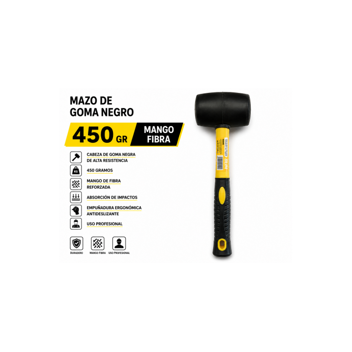 MAZO DE GOMA NEGRO 450GR. MANGO FIBRA BLIM