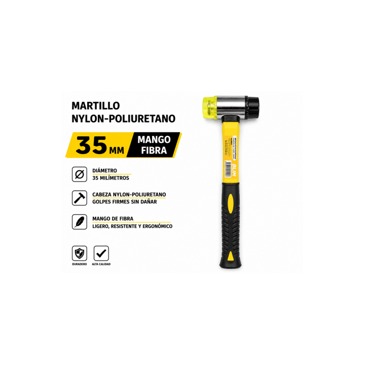 MARTILLO NYLON-POLIURETANO MANGO FIBRA 35MM BLIM