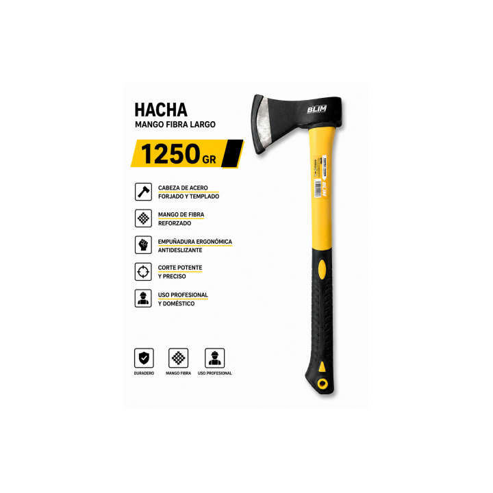 HACHA 1250GR MANGO FIBRA LARGO BLIM