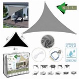 TOLDO TRIANGULAR 4X4X4 METROS GRIS CON BOSLA