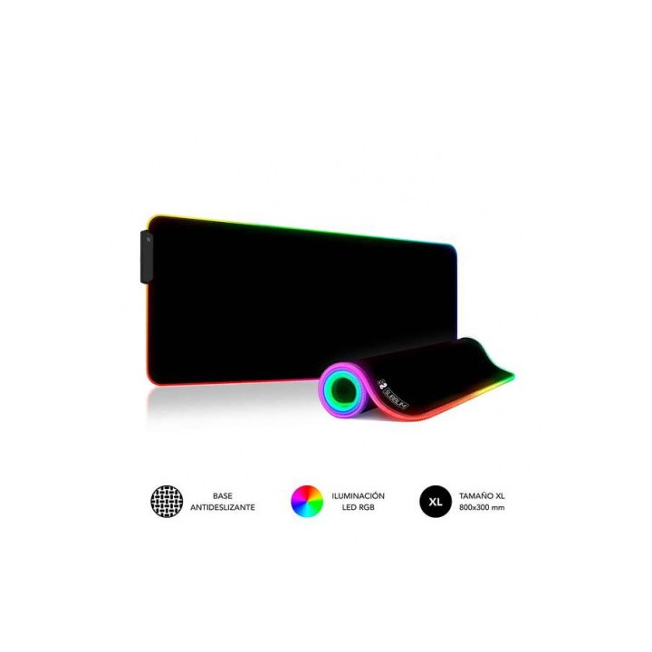 ALFOMBRILLA GAMING EXTRA GRANDE 800X300X4MM NEGRA CON RGB SUBBLIM