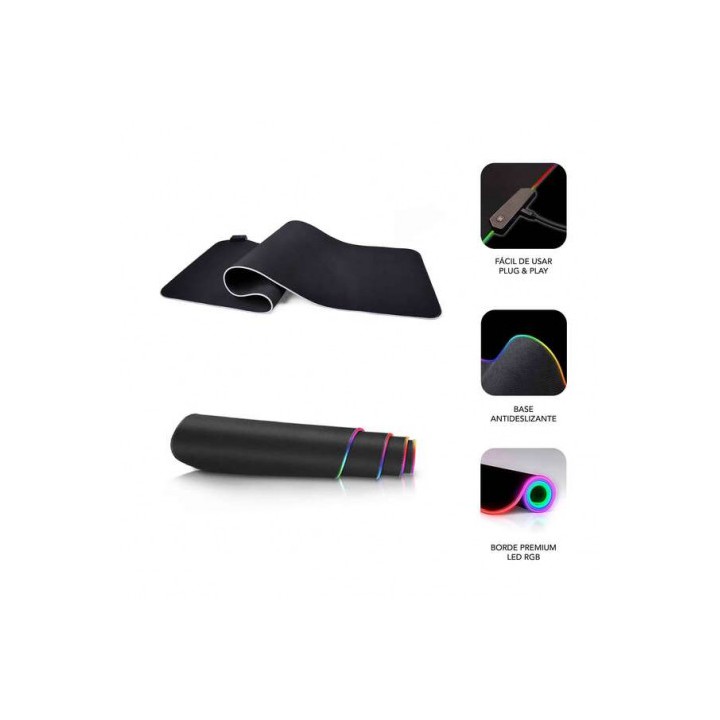 ALFOMBRILLA GAMING EXTRA GRANDE 800X300X4MM NEGRA CON RGB SUBBLIM