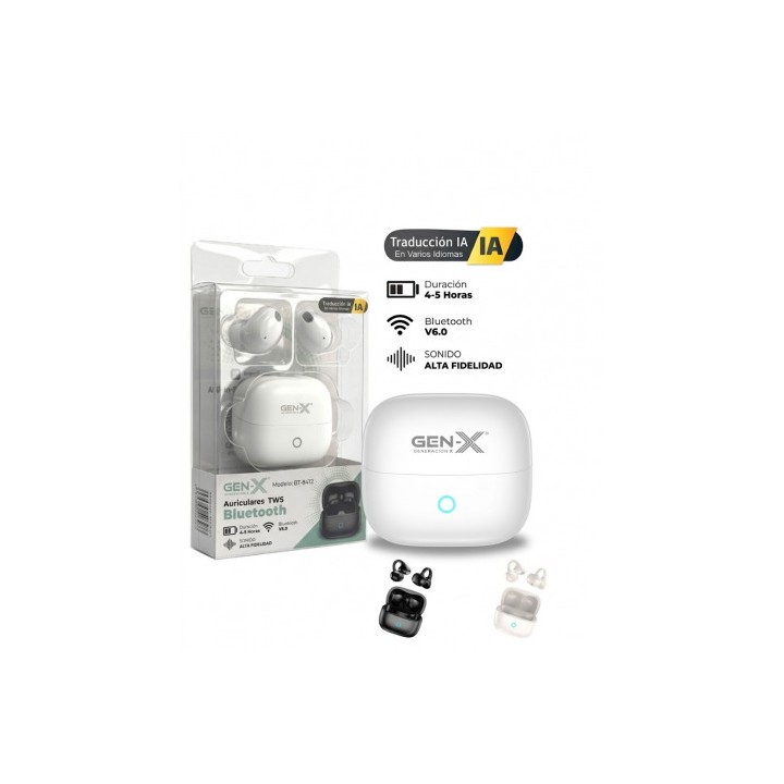 AURICULARES BLUETOOTH CON TRADUCCION CON IA BT8412 BLANCO