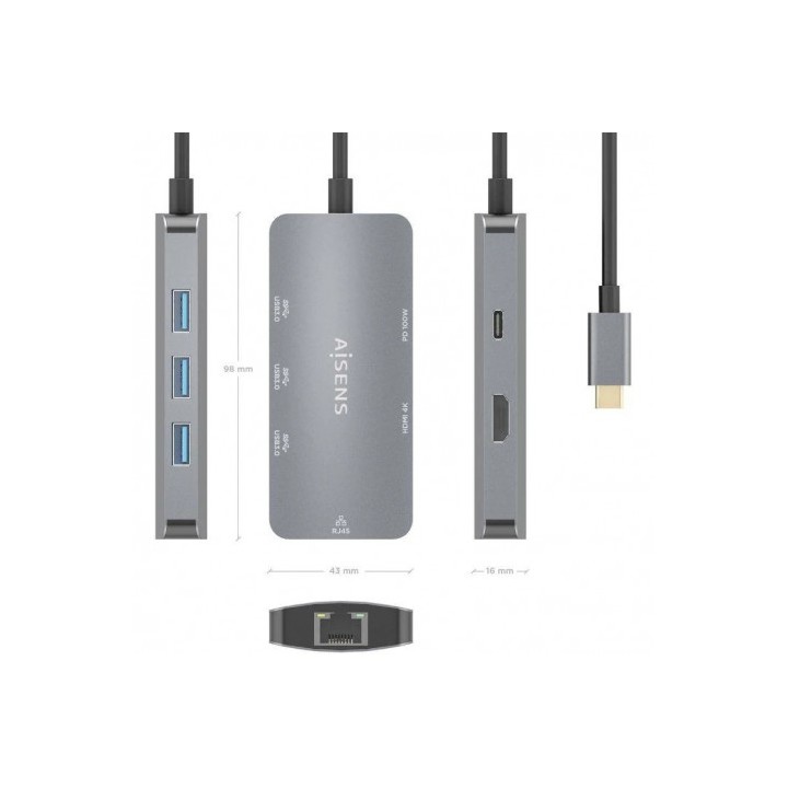 DOCKING HUB USB TIPO-C ASUC-6P019-GR AISENS