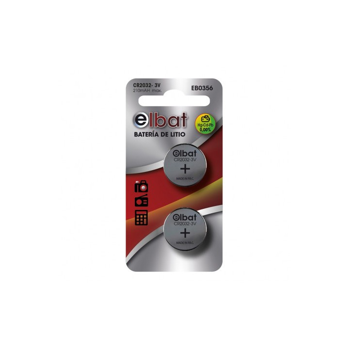 PACK 2 PCS PILAS LITIO CR2032 ELBAT