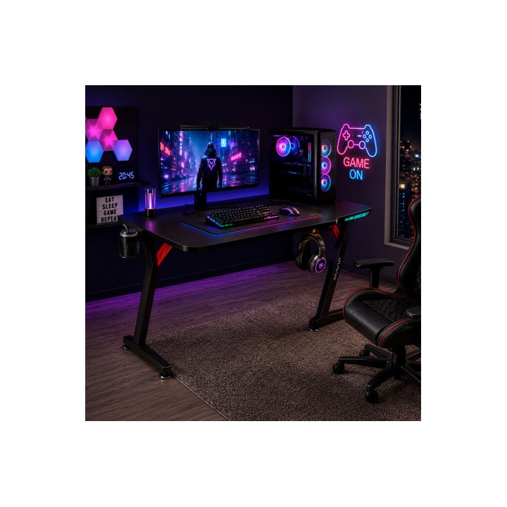MESA GAMING PRO300 FIBRA CARBONO LUZ RGB MUVIP