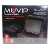 SANDWICHERA INOX 1800W 180º PLACAS REVERSIBLES MUVIP