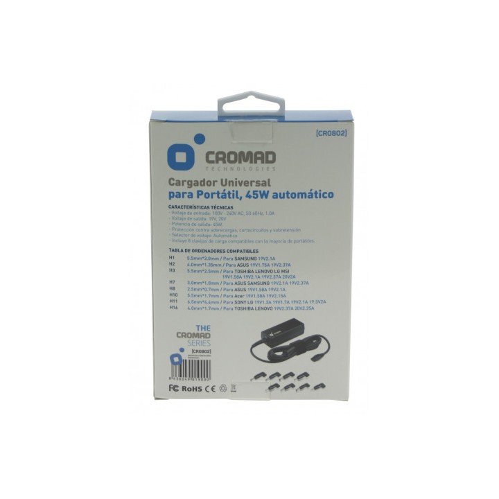 CARGADOR UNIVERSAL AUTOMÁTICO 45W CROMAD
