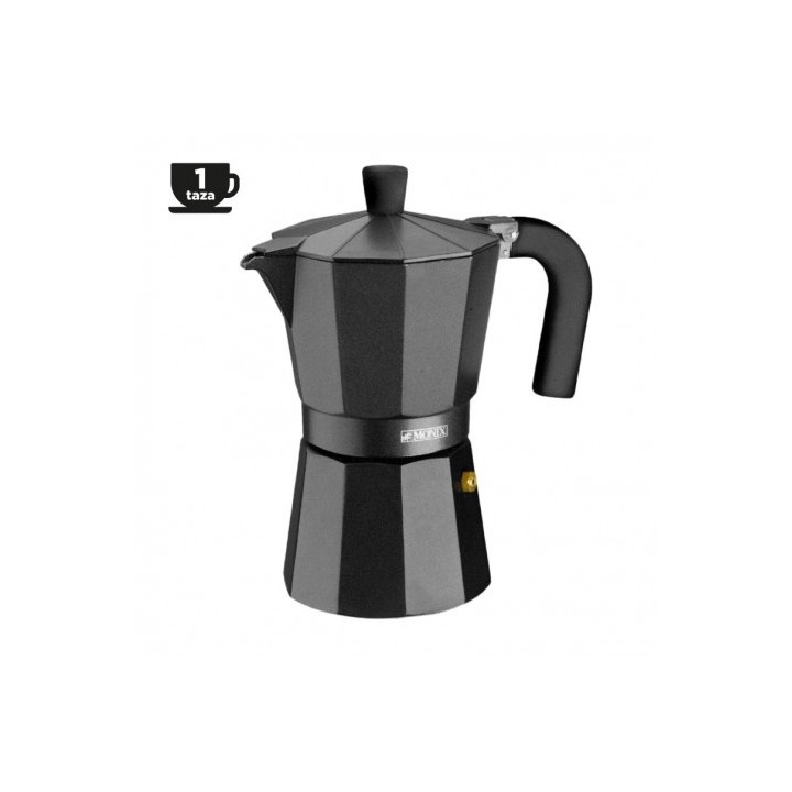 CAFETERA ALUMINIO 1 TAZA VITRO NOIR NEGRO MONIX