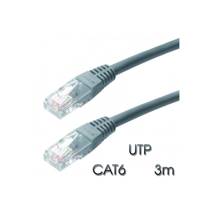 CABLE DE RED UTP CAT 6 3M GRIS CLARO CROMAD
