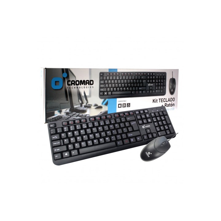KIT TECLADO + RATÓN CON CABLE USB CROMAD