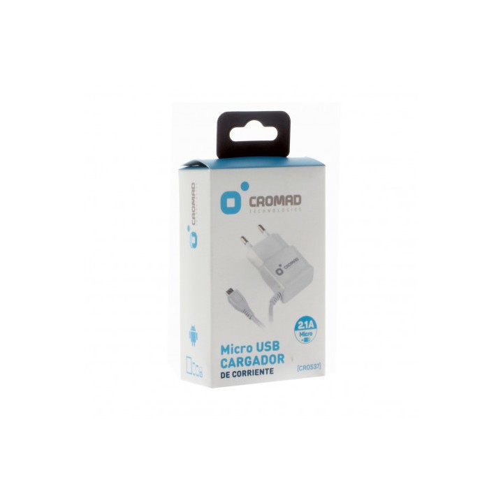 CARGADOR DE CORRIENTE MICRO USB 2.1A BLANCO CROMAD