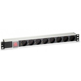 REGLETA PDU RACK 19" 8 TOMAS + INTERRUPTOR ALUMINIO CROMAD