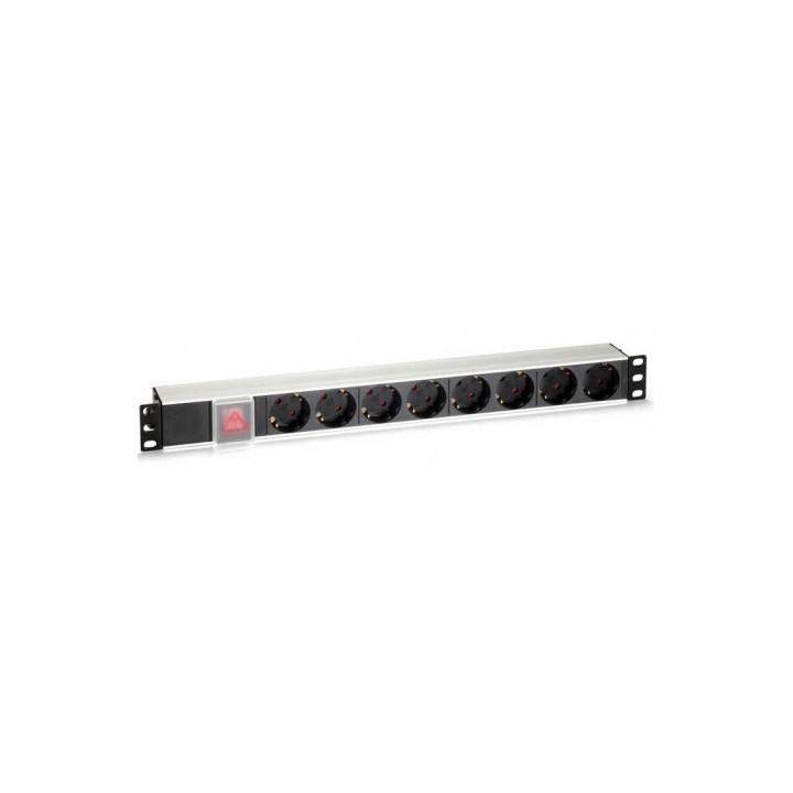 REGLETA PDU RACK 19" 8 TOMAS + INTERRUPTOR ALUMINIO CROMAD