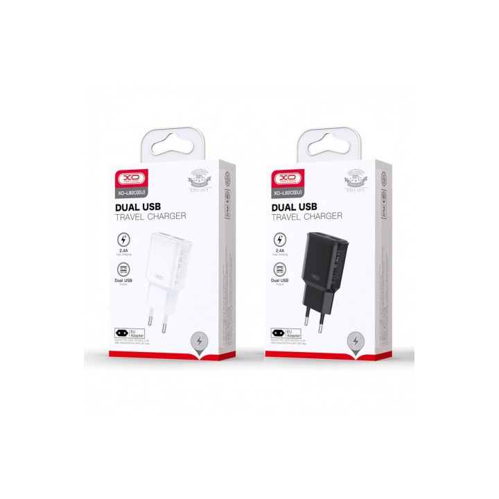 CARGADOR DE CORRIENTE L92C 2.4A 2XUSB NEGRO XO