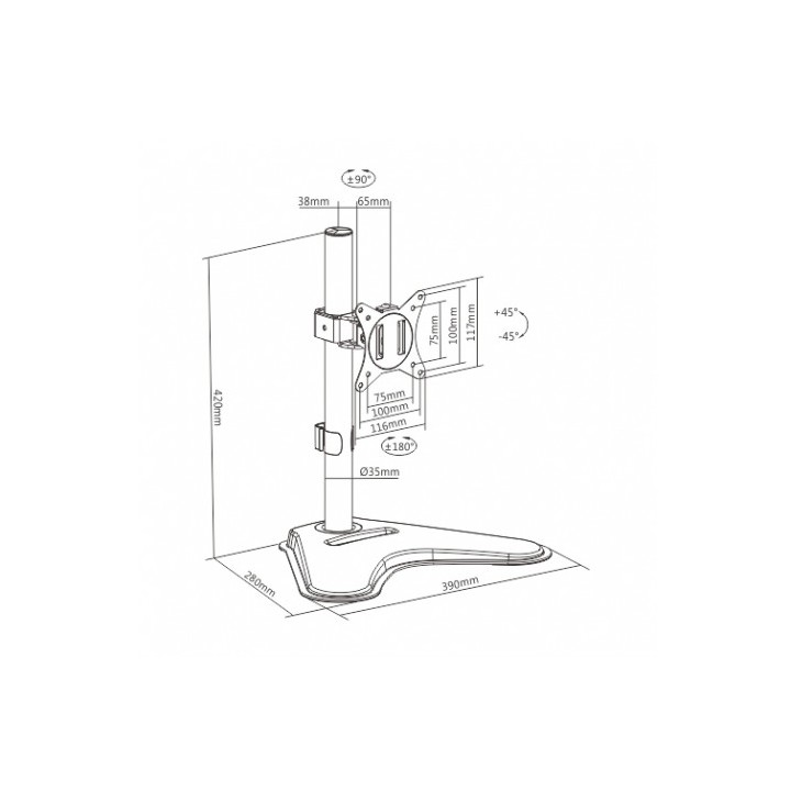 SOPORTE DE MESA CON BASE PARA 1 MONITOR 17"-32" CROMAD