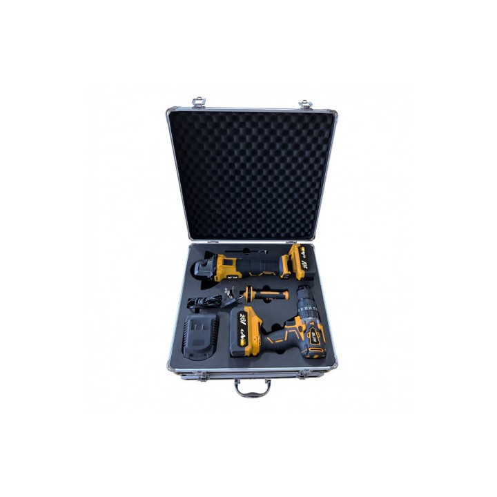 PACK 20V TALADRO PERCUTOR+RADIAL S/CARBONES | 2 X 4AH | CAJA ALUMINIO BLIM