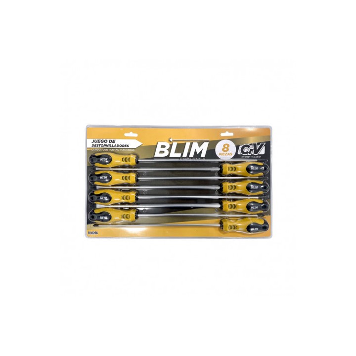 JUEGO 8 PIEZAS DESTORNILLADORES LARGOS BLIM
