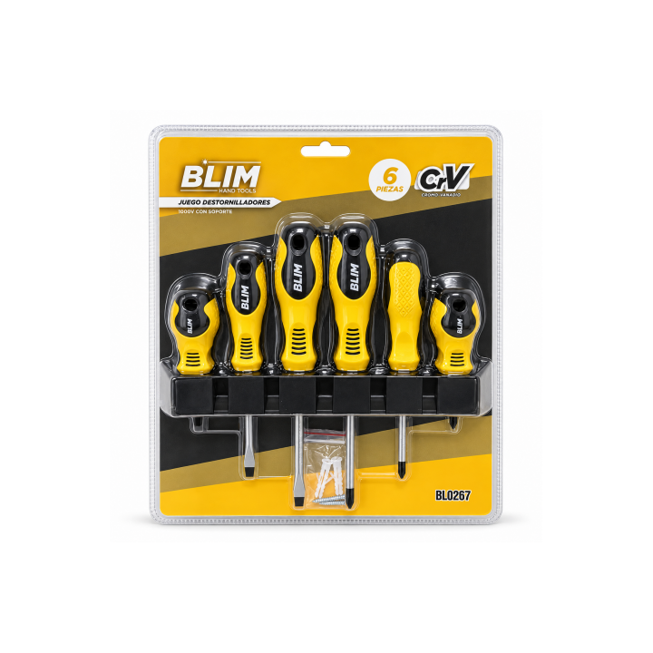 JUEGO 6 PIEZAS DESTORNILLADORES CON SOPORTE BLIM