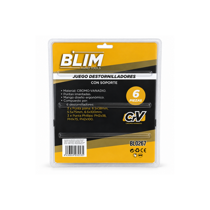 JUEGO 6 PIEZAS DESTORNILLADORES CON SOPORTE BLIM