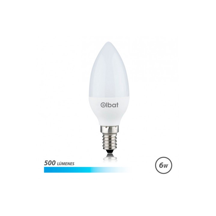 BOMBILLA LED C37 | 6W | 500LM | E14 | LUZ FRIA | ELBAT