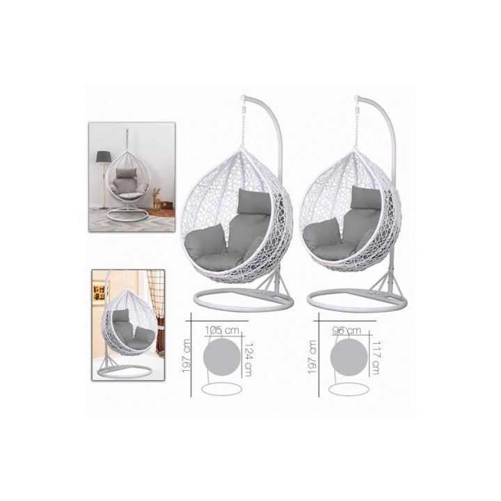 SET 2 BALANCINES MIMBRE BLANCO 105CM