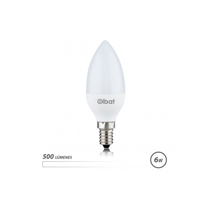 BOMBILLA LED C37 | 6W | 500LM | E14 | LUZ BLANCA | ELBAT