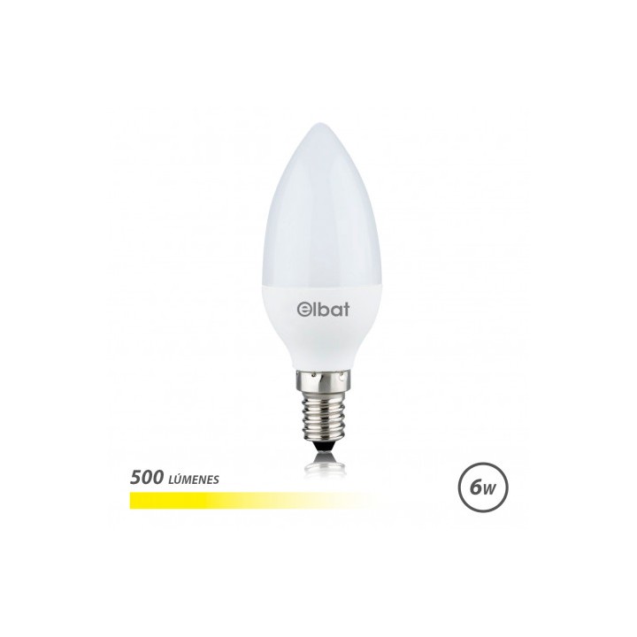 BOMBILLA LED C37 | 6W | 500LM | E14 | LUZ CALIDA | ELBAT