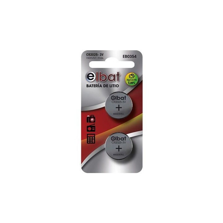 PACK 2 PCS PILAS LITIO CR2025 ELBAT