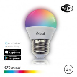 BOMBILLA LED SMART WIFI ESFERICA G45 E27 5W 470LM RGB