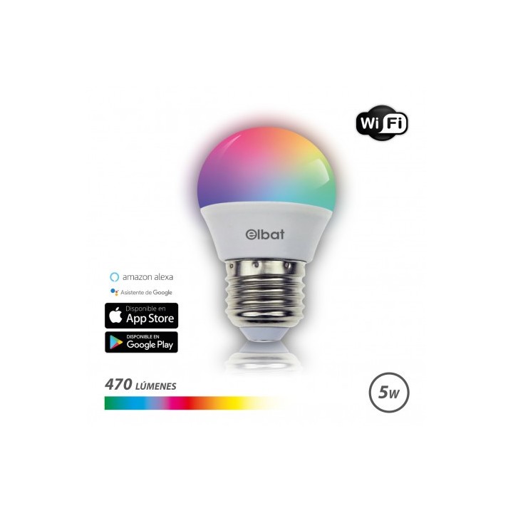 BOMBILLA LED SMART WIFI ESFERICA G45 E27 5W 470LM RGB