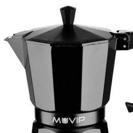 CAFETERA 6 TAZAS ALUMINIO NEGRO MATE ANTIADHERENTE MUVIP