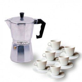 CAFETERA 6 TAZAS ALUMINIO ANTIADHERENTE MUVIP