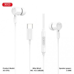 AURICULARES CON Y MICROFONO CABLE TIPO C EP81 BLANCO XO