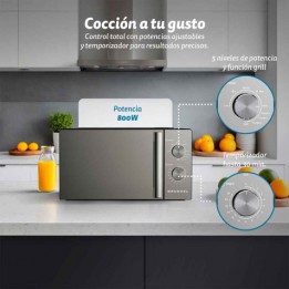 MICROONDAS CON GRILL 20 LITROS 800W CON ESPEJO GRUNKEL