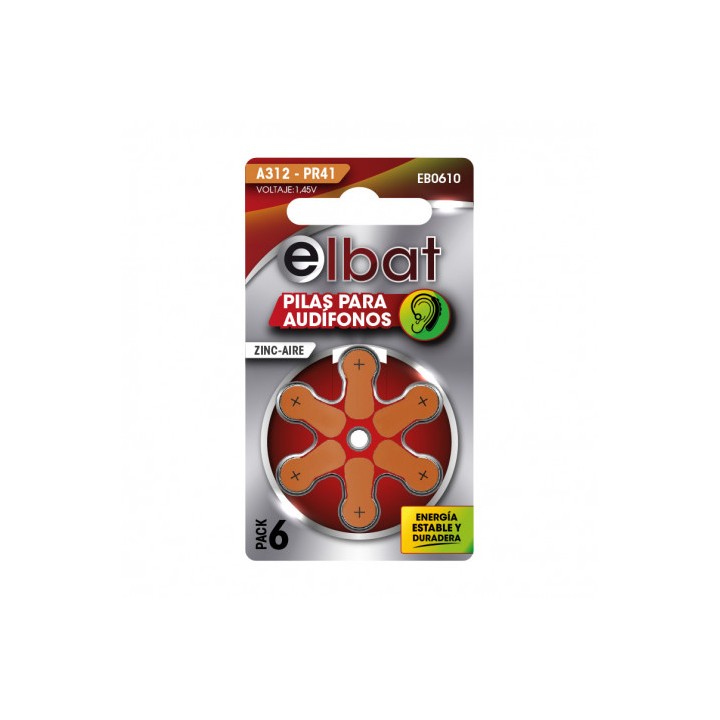 PILAS AUDIFONO A312 PR41 1.45V 6UD ELBAT